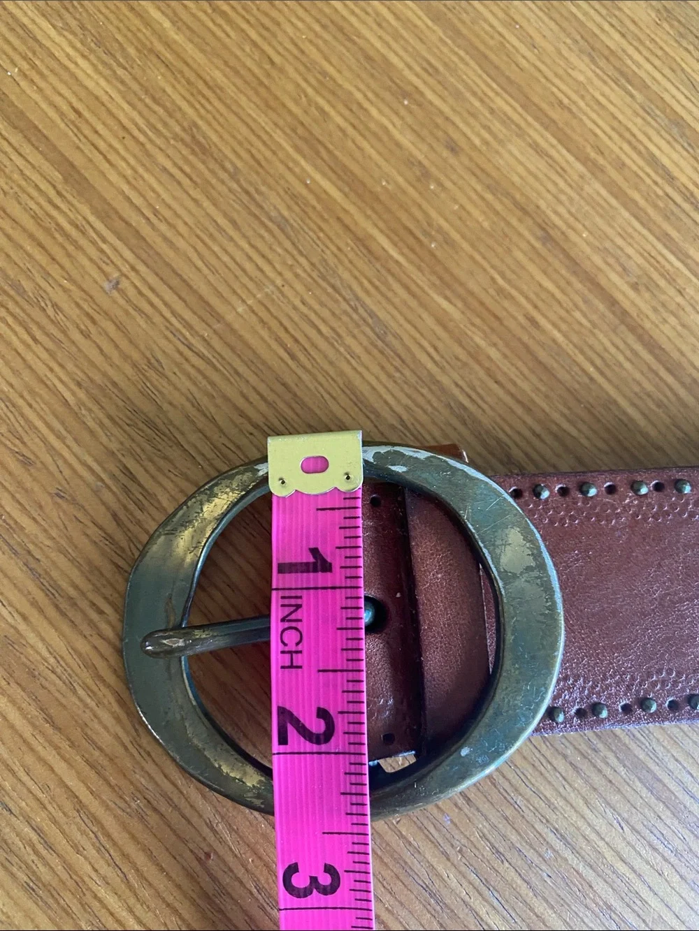 Vintage Fossil Brown Leather Belt Distressed Brass Buckle XL